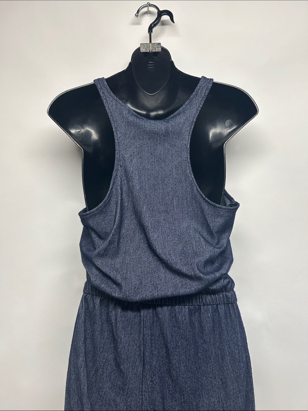 Sleeveless Navy Denim colored Jumpsuit with Drawstring Waist med soft - Picture 5 of 6